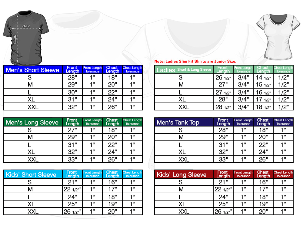 Mens Tank Top Size Chart